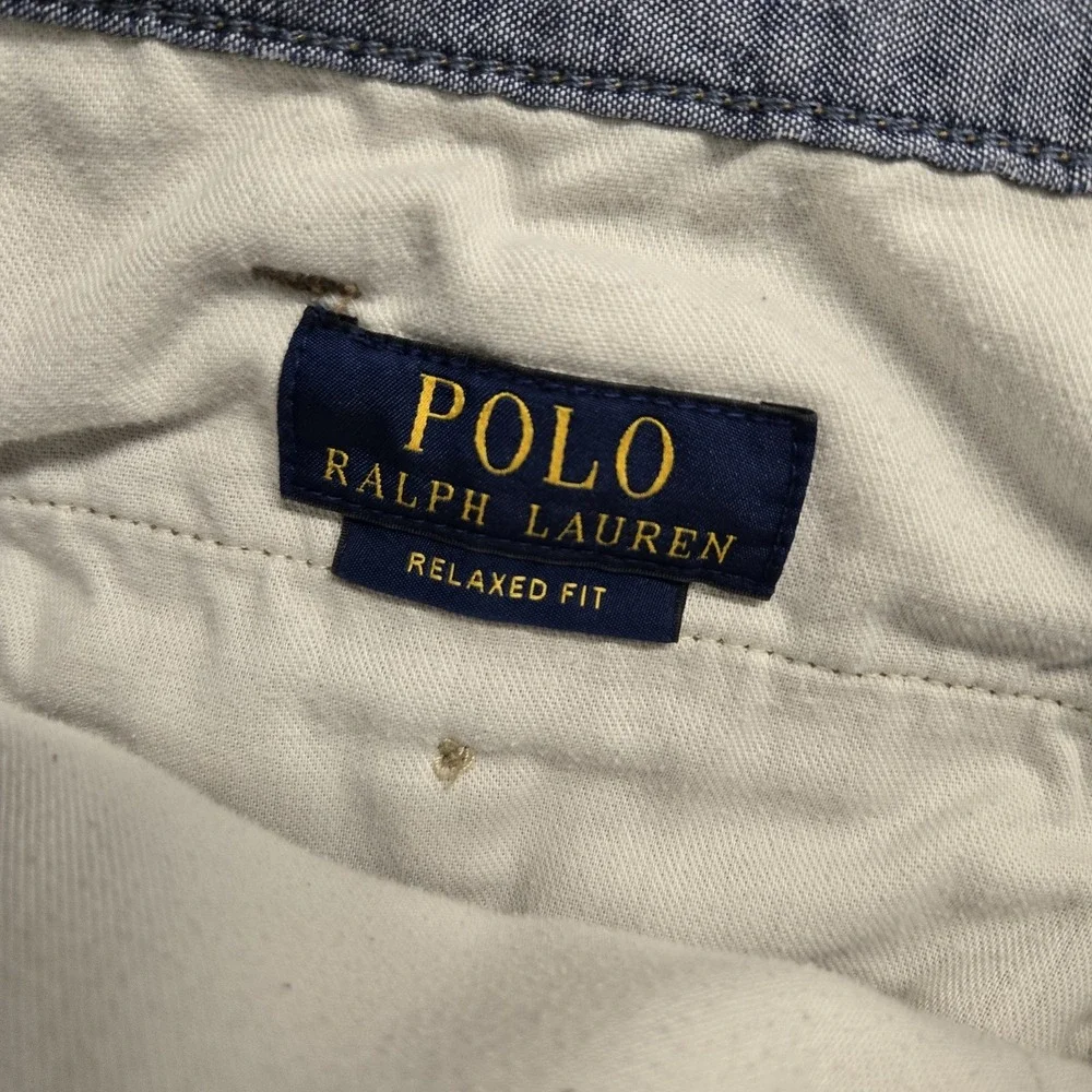 Polo Ralph Lauren Shorts Men 38 Khaki Blue Pony Twill Relaxed Fit‎ Golf Chino